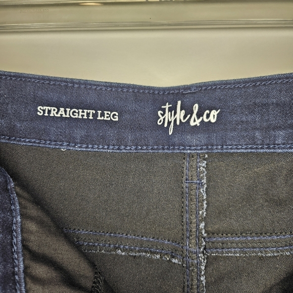 Style & Co. Highrise Tummy Control Dark Blue Straight Leg Jean Pants Plus 18W - Picture 6 of 9